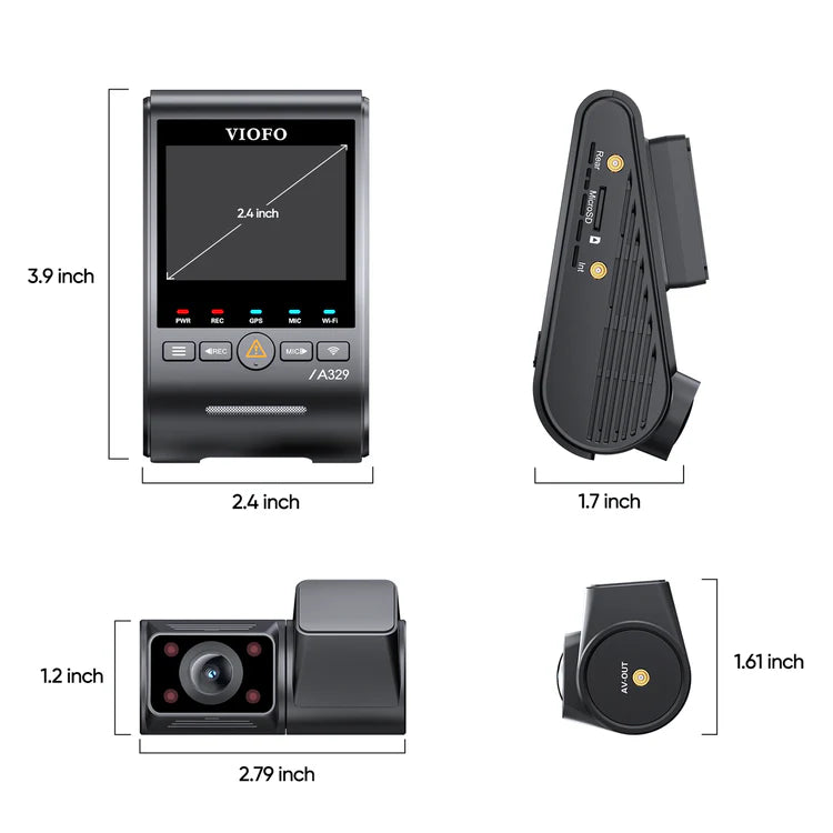 VIOFO A329S 2CH IR Dual Channel 4K 60FPS Front + 2K Fisheye Cabin HDR Dashcam System with Dual Sony STARVIS 2 Sensors