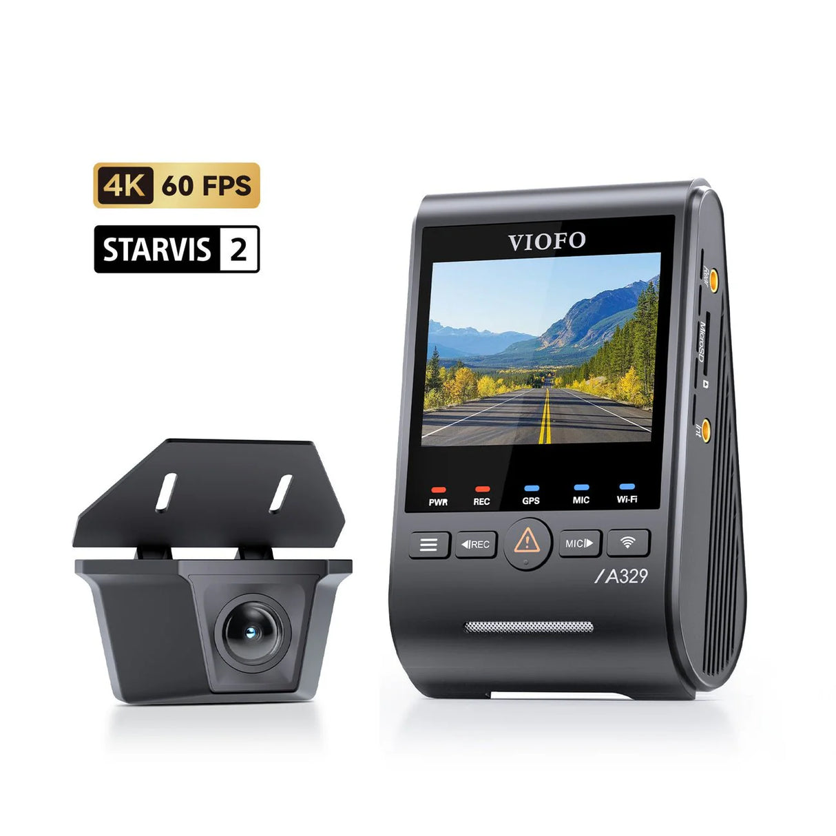 VIOFO A329SW 2CH Dual Channel 4K 60FPS Front + 2K Waterproof Rear HDR Dashcam System