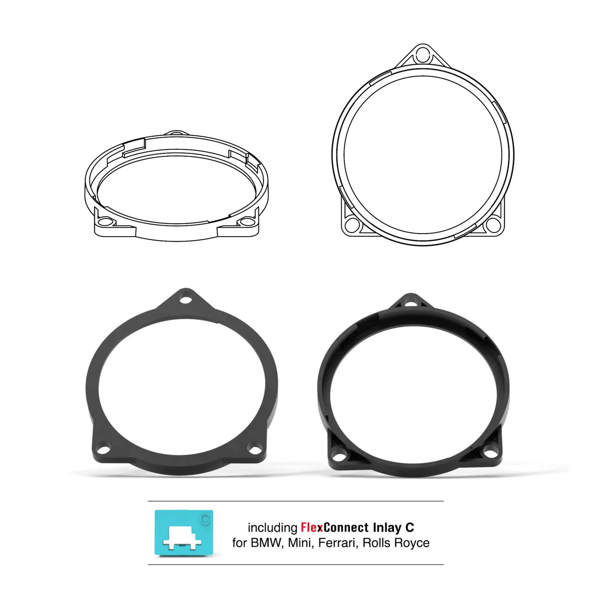 HELIX FlexMount CFMK100 top view 3D printed speaker mounting adapter – by MC Audio Sydney