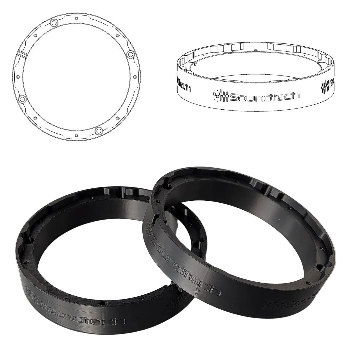 ST-3D FlexMount 165 - 6.5" 3D Printed Speaker Adapter | Pair