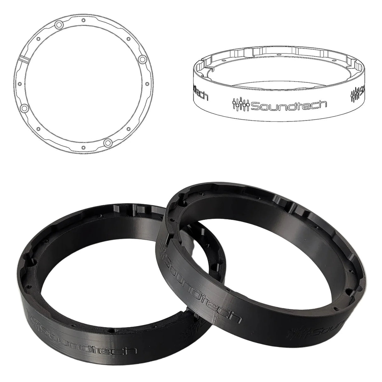 ST-3D FlexMount 165 - 6.5" 3D Printed Speaker Adapter | Pair