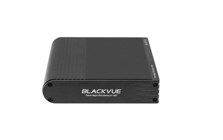 BlackVue B-130A parking mode battery front angled view showing the compact ribbed housing and BlackVue branding