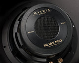 BRAX MATRIX ML165 PRO detail showing the carbon fleece cone texture, butyl rubber surround and aluminium frame 