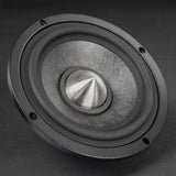 BRAX MATRIX ML80 PRO close-up showing the carbon fleece cone, butyl surround and solid stainless-steel phase plug