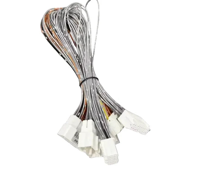 BYD Shark AB-54# Dynaudio T-harness end view showing the grouped factory-style connectors and wiring loom