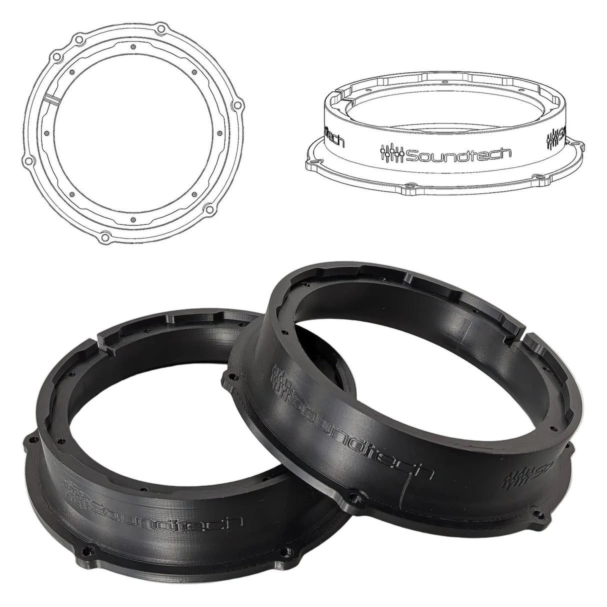 ST-3D FlexMount 165 - 6.5" 3D Printed Speaker Adapter | Pair