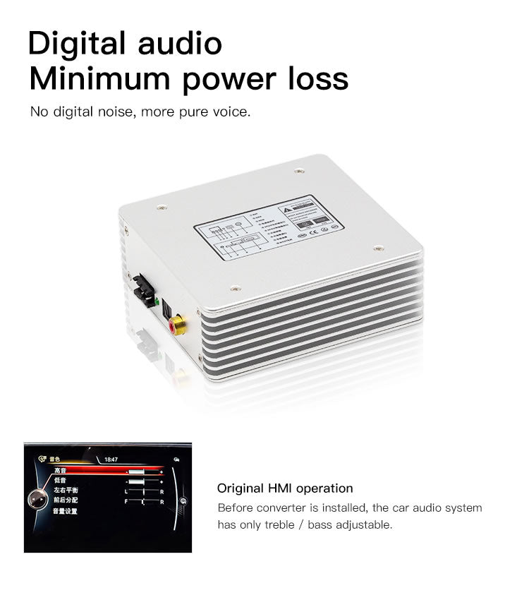 EW-BZMO-V720 digital audio graphic showing MOST-to-S/PDIF conversion with factory HMI control retained
