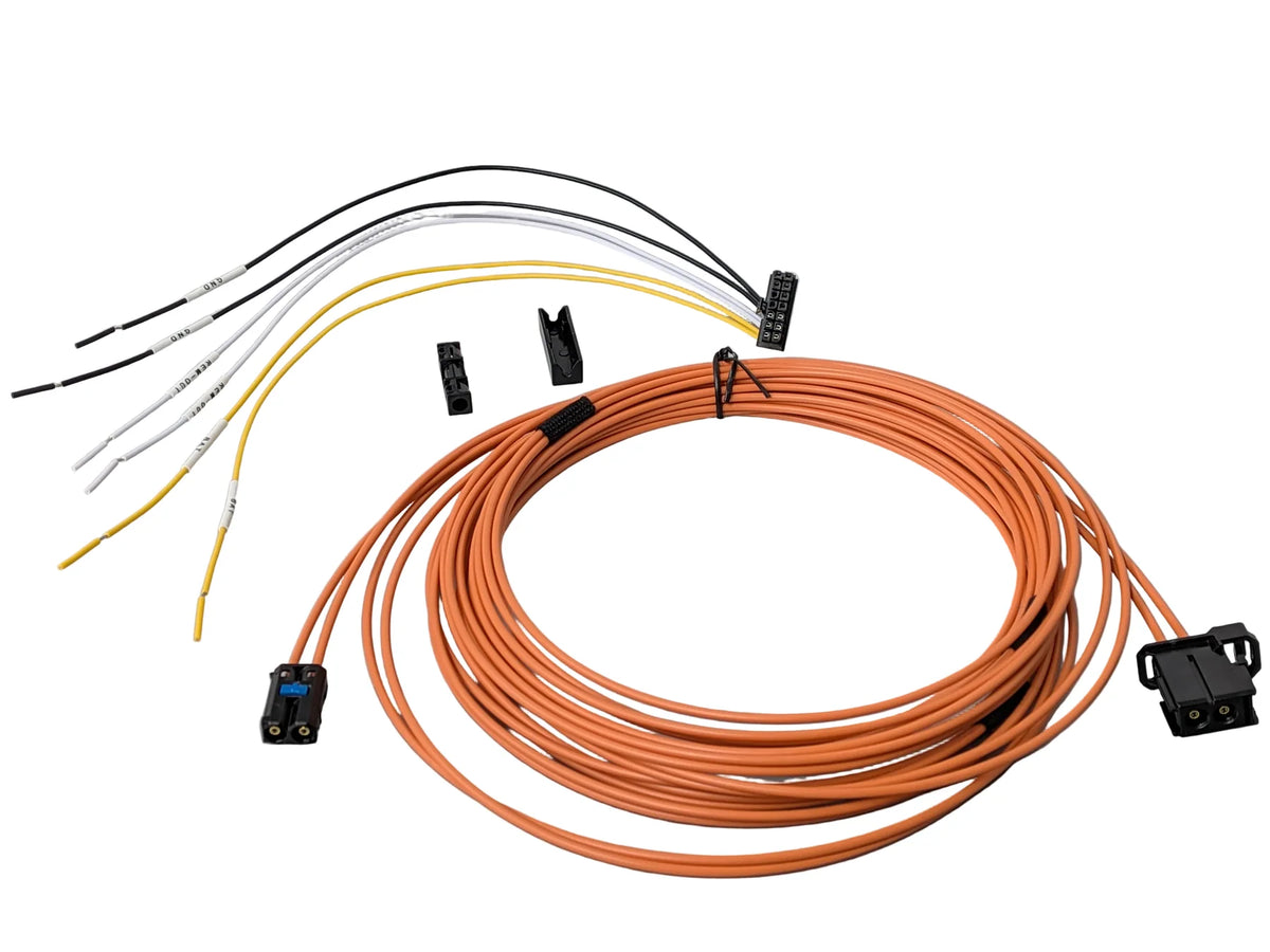 Eway Tech EW-BZMO-V720 ENET wiring harness with MOST150 fibre leads and vehicle integration connectors