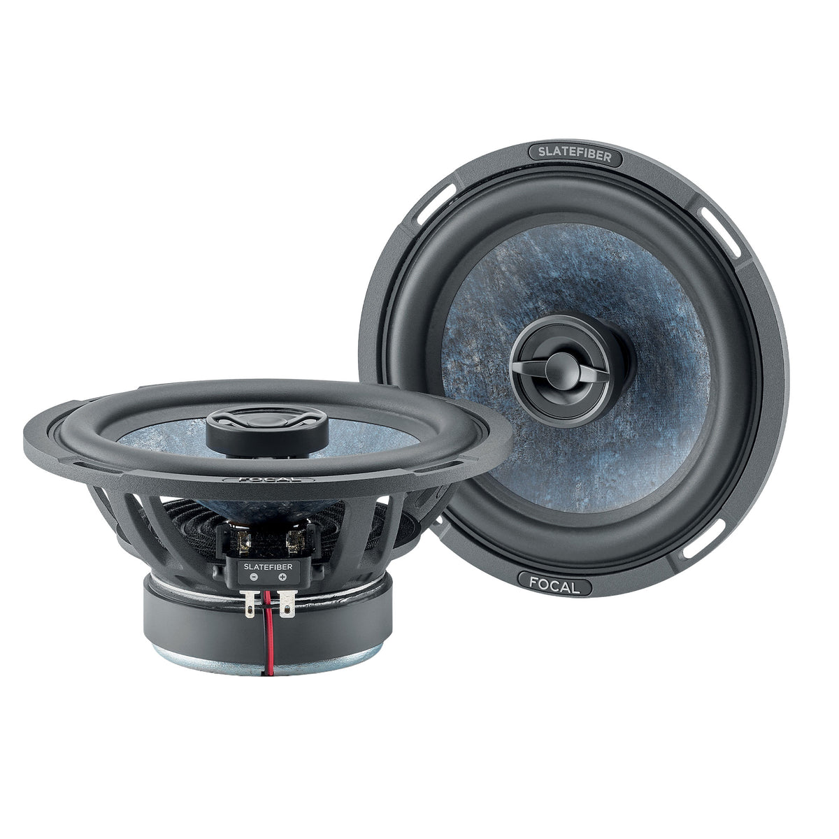 Focal C 165 SF side profile showing the 70 mm mounting depth, aluminium chassis, ferrite motor and terminals