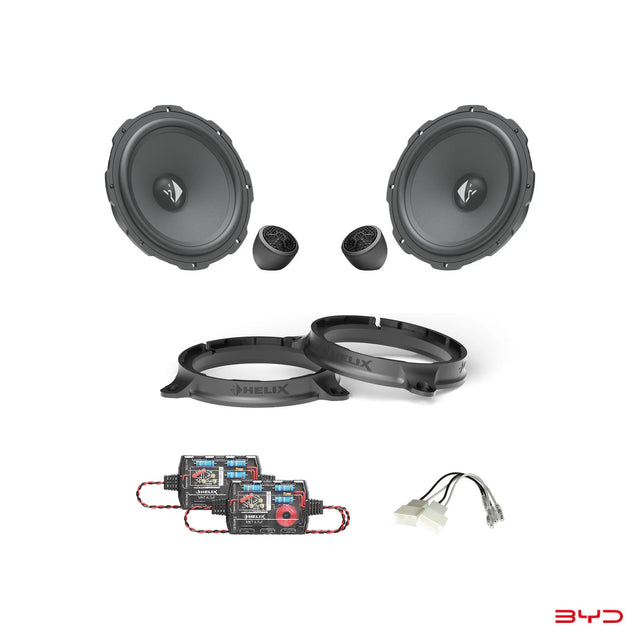 HELIX Ci3 6.5-inch front component speakers with tweeters and FlexMount adapters for the BYD Seal