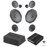 HELIX Ci3 speakers, loaded subwoofer and MATCH UP 10DSP for Tesla Model Y Juniper with AMD Ryzen