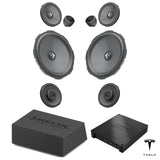 HELIX Ci3 speakers, loaded subwoofer and V EIGHTEEN DSP for Tesla Model Y Juniper Premium Audio with AMD Ryzen