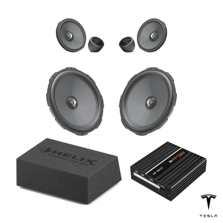 HELIX Ci3 front speakers, loaded subwoofer and MATCH UP 10DSP for Tesla Model Y Legacy with AMD Ryzen