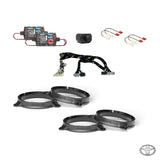HELIX DSP amplifier, subwoofer remote, speaker connectors and FlexMount adapters for the Toyota Hilux N80 package