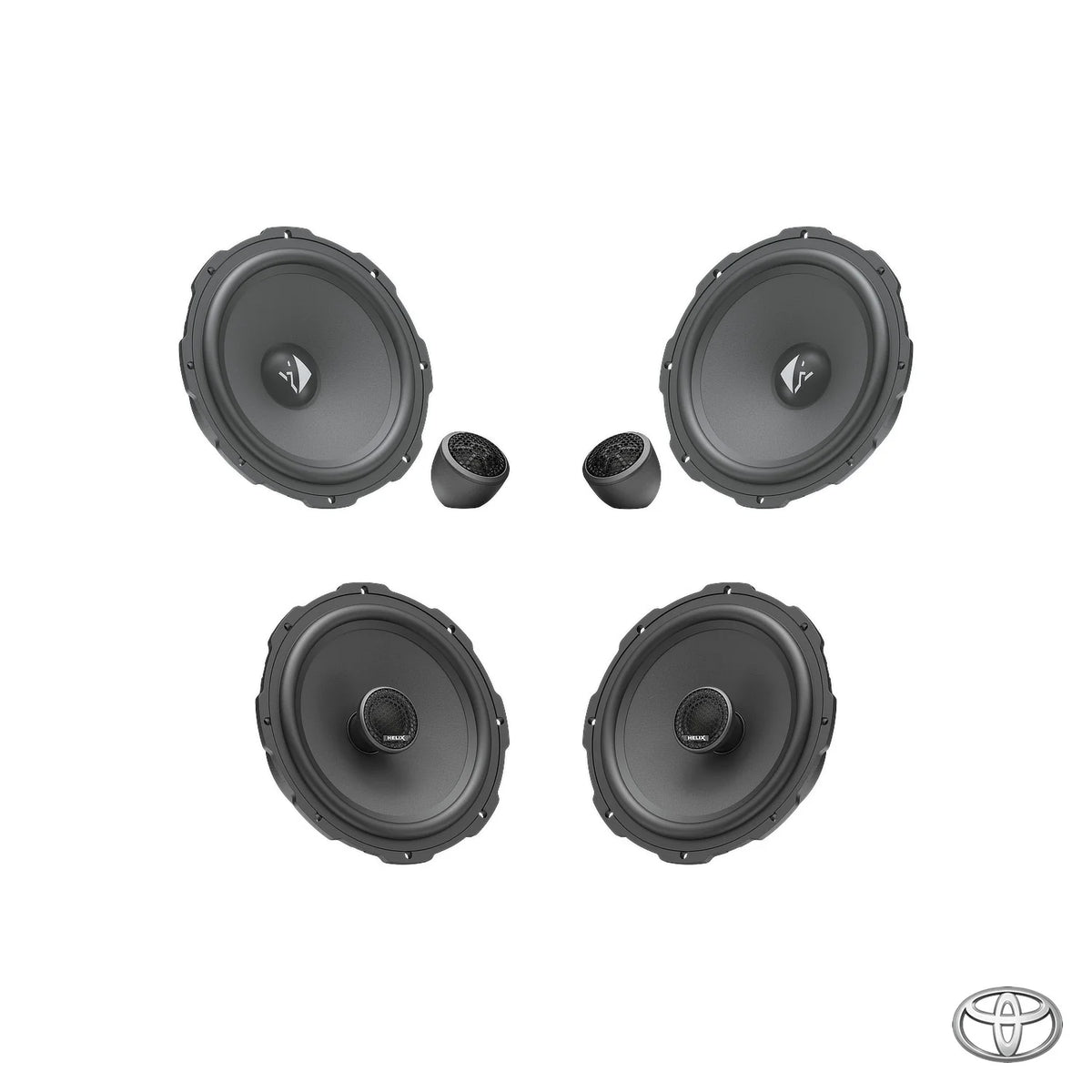 HELIX Ci3 front component speakers with tweeters and rear coaxial speakers for the Toyota Hilux N80 upgrade