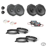 HELIX Ci3 speakers, crossovers and FlexMount adapters shown for the Toyota Hilux N80 speaker upgrade package