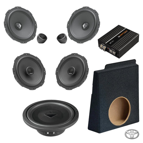 HELIX Ci3 front and rear speakers, loaded subwoofer and mono amplifier for the Toyota Hilux N80 audio upgrade