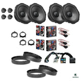 DSP amplifier, radio-specific T-harness, HELIX crossovers and FlexMount adapters for the Skoda Octavia IV package