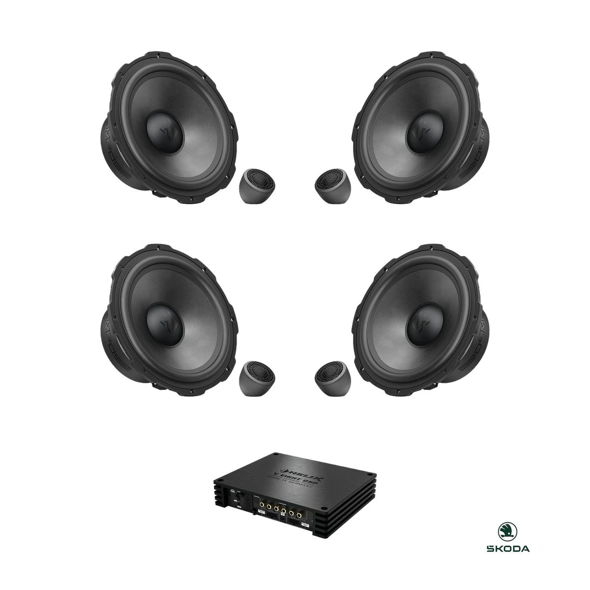 HELIX Ci7 front and rear component speakers with DSP amplifier for the Skoda Octavia IV audio upgrade