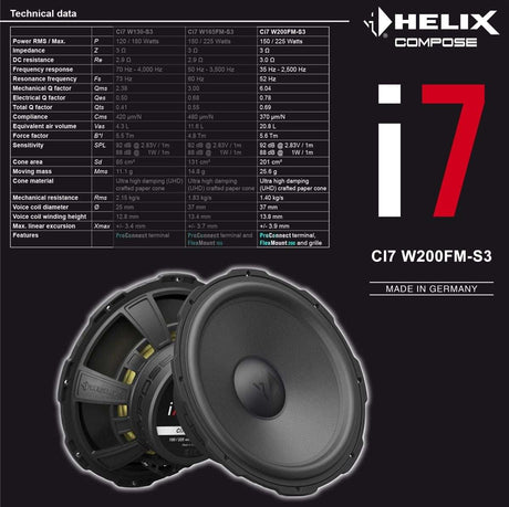 HELIX Ci7 W200FM-S3 - 8" Hi-End MC Audio Sydney