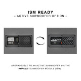HELIX IMPACT subwoofer with interchangeable ISM module, allowing an upgrade from passive to active DSP-powered operation.