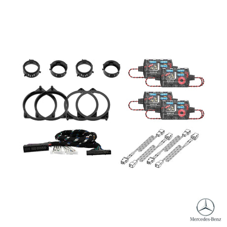 T-harness, HELIX crossovers and speaker adapters for the Mercedes E-Class W213 MBUX Burmester package
