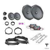 HELIX Ci3 front speakers, FlexMount adapters, crossovers and wiring for the Tesla Model 3 SR/SR+ upgrade package