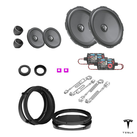 HELIX Ci3 front speakers, FlexMount adapters, crossovers and wire kits for the Tesla Model X 60D/75D package