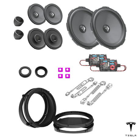 HELIX Ci3 speakers, FlexMount adapters, crossovers and wiring for the Tesla Model X 60D/75D upgrade package