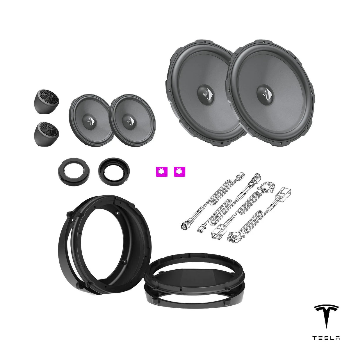 HELIX Ci3 speakers, FlexMount adapters and wiring for Tesla Model X 90D/100D Premium Audio