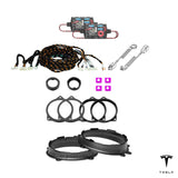 T-harness, HELIX crossovers and FlexMount adapters for the Tesla Model Y Juniper AMD Ryzen audio upgrade