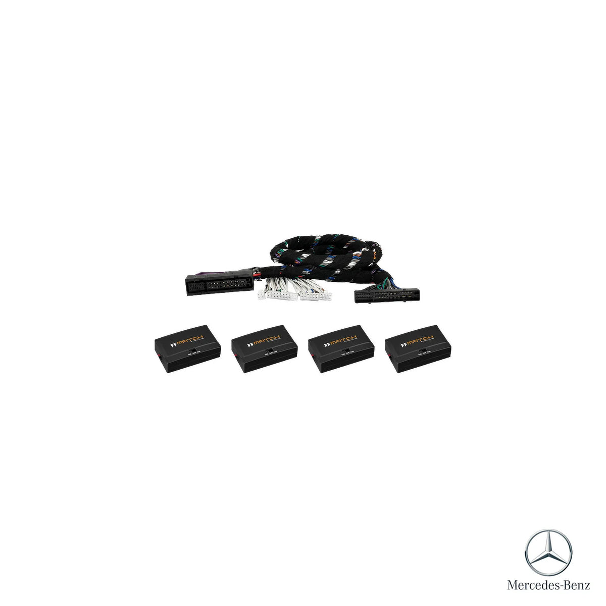 Factory amplifier PnP T-harness with MATCH integration modules for the Mercedes G-Class G463A Burmester package