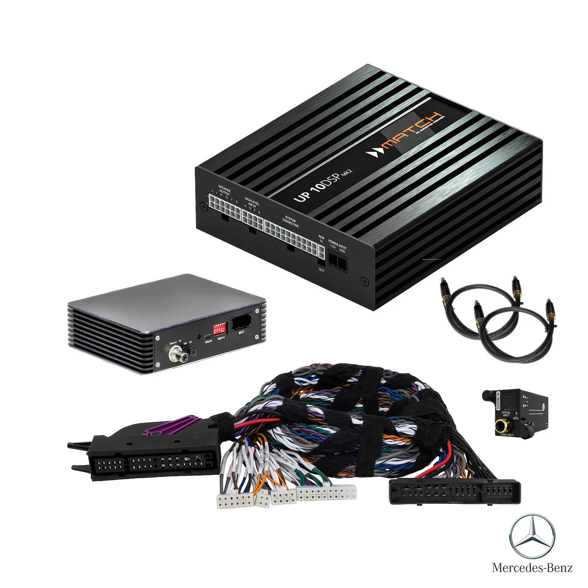 MATCH UP 10DSP MK2 with PnP T-harness, EWAY S/PDIF converter and DIGITAL IN card for Mercedes Burmester systems