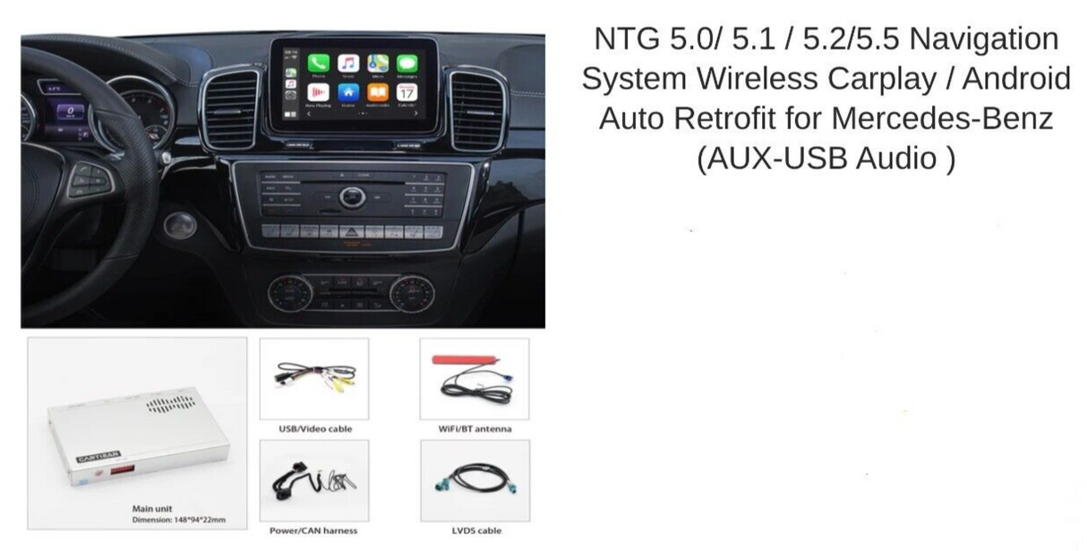 Apple CarPlay Android Auto Retrofit Kit for Mercedes-Benz NTG 5.0 5.1 5.2 5.5