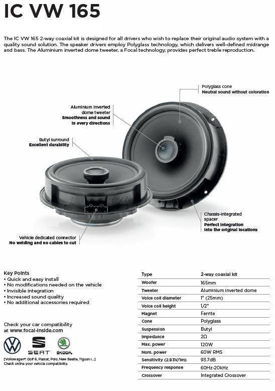 Focal IC-VW-165 16.5 Cm (6.5") 2-Way Speakers Compatible With Volkswagen