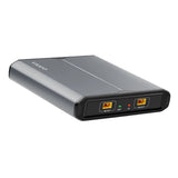VIOFO EP100 BP100 expansion battery shown from the opposite angle with dual IN/OUT connection ports